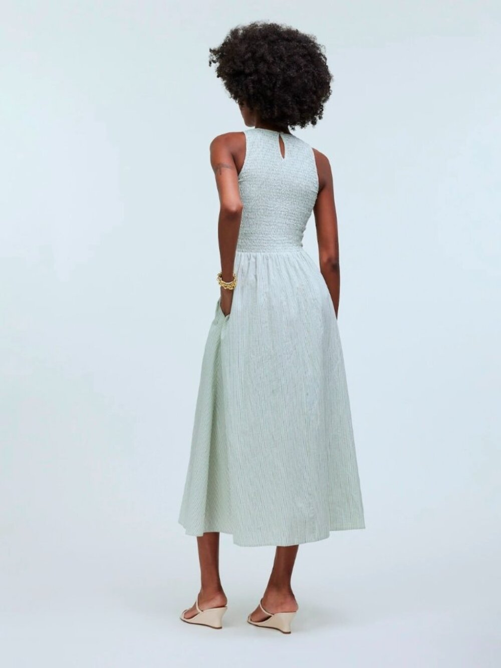 Madewell Melody Smocked Midi Dress 100% Cotton Pistachio Green NEW Size XXS - Picture 4 of 9